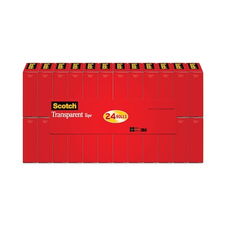 Scotch Transparent Tape, 3/4x1000in., Clear, PK24 600K24